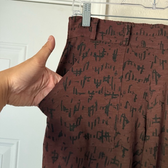 KNOWN SUPPLY brown tribal print abstract organic cotton straight cropped pants - Picture 5 of 7